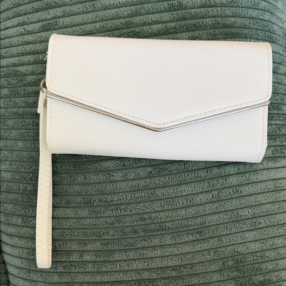 Windsor Women’s White Envelope Wristlet Clutch/Cross body Bag